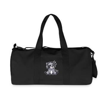 Raccoon Singing Listening to Music - Recycled Canvas Sports Bag by Stanley/Stella - black - Front