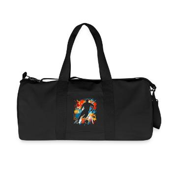Football, joueurs de football en cours de football - Sac de sport en toile recyclée Stanley/Stella - noir - Devant