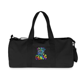 Du bist gut genug Regenbogen Spruch  - Recycelte Canvas-Sporttasche von Stanley/Stella - Schwarz - Vorne