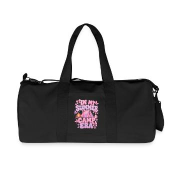 Camping Pink Summer Vacation Style Girl Gift - Recycled Canvas Sports Bag by Stanley/Stella - black - Front