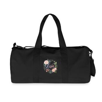 Design du nom de la couronne de fleurs de Lisa - Sac de sport en toile recyclée Stanley/Stella - noir - Devant