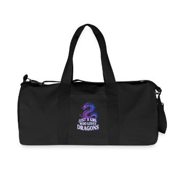 Drachenliebe: Girl liebt Drachen - Recycelte Canvas-Sporttasche von Stanley/Stella - Schwarz - Vorne