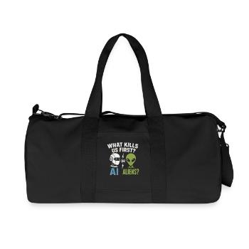 KI oder Aliens – Was erwischt uns zuerst? - Recycelte Canvas-Sporttasche von Stanley/Stella - Schwarz - Vorne