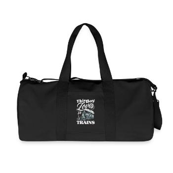 This Boy Loves Trains Cute Locomotive - Recycled Canvas Sports Bag by Stanley/Stella - black - Front
