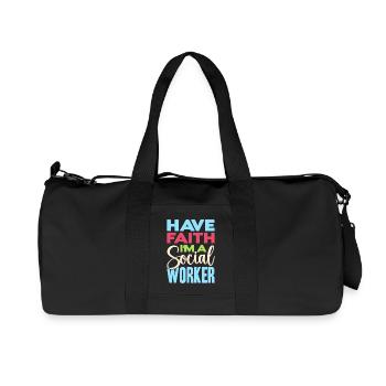Citation d’assistante sociale : Ayez foi Je suis travailleur social - Sac de sport en toile recyclée Stanley/Stella - noir - Devant