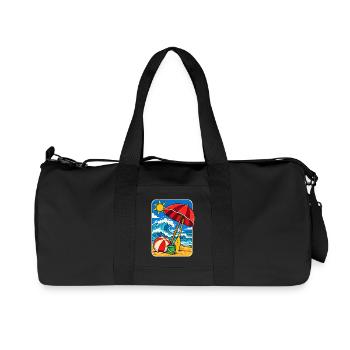 Retro Sunny Beach Day Illustration - Recycelte Canvas-Sporttasche von Stanley/Stella - Schwarz - Vorne