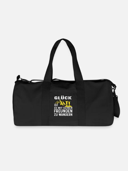 Berge - Glück ist es mit Freunden zu wandern - Recycelte Canvas-Sporttasche von Stanley/Stella - Schwarz