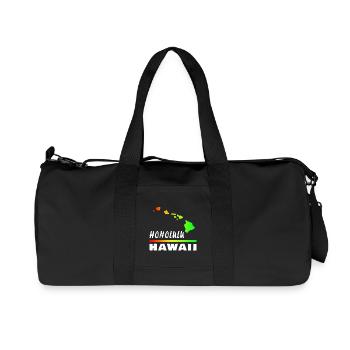 Hawaii Honolulu avec carte / cadeau carte - Sac de sport en toile recyclée Stanley/Stella - noir - Devant