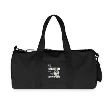 Hamster homework Funny saying - Recycled Canvas Sports Bag by Stanley/Stella - black - Front