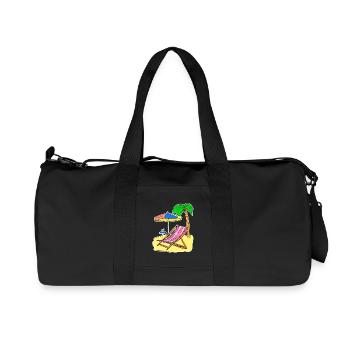 Sun Sea Beach Summer Palm Trees Relax Vacation - Recycled Canvas Sports Bag by Stanley/Stella - black - Front