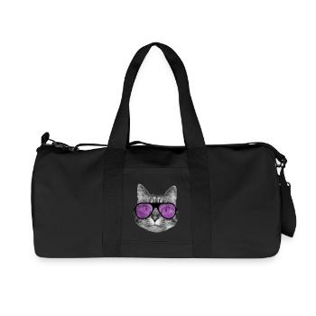 Katze mit cooler rosa Sonnenbrille - Recycelte Canvas-Sporttasche von Stanley/Stella - Schwarz - Vorne