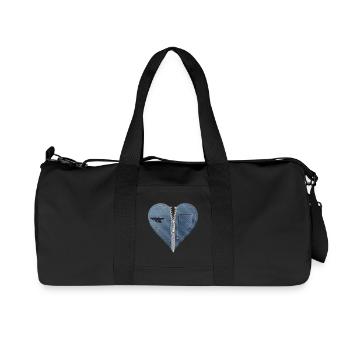 light blue heart in jeans look with zipper - Recycled Canvas Sports Bag by Stanley/Stella - black - Front
