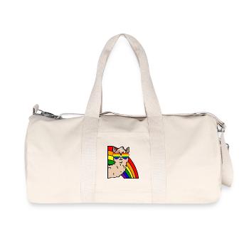 Rainbow Lgbt Cool Lama Equality Heart - Recycled Canvas Sports Bag by Stanley/Stella - natural - Front