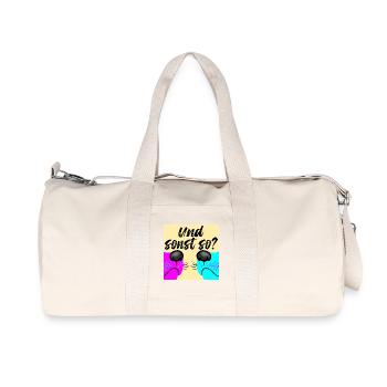 Hunde Gassi Gespräche - Hundewelpen lustig - Recycelte Canvas-Sporttasche von Stanley/Stella - Naturweiß - Vorne