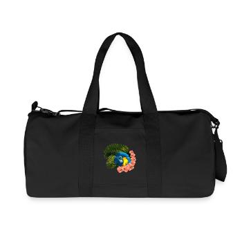 tolle urlaubsoutfits, gelbbrust ara Hibiskus - Recycelte Canvas-Sporttasche von Stanley/Stella - Schwarz - Vorne
