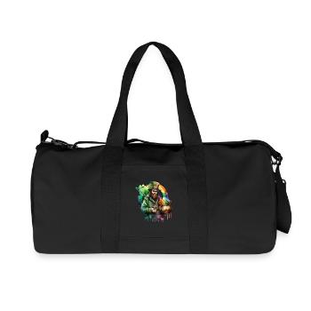 Leprechaun Wasserfarben mit Hut und Regenbogentopf - Recycelte Canvas-Sporttasche von Stanley/Stella - Schwarz - Vorne