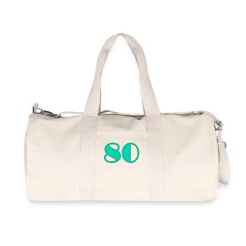 80. 80 JAHRE. 80-JÄHRIGES JUBILÄUM. 80-JÄHRIGES JUBILÄUM - Recycelte Canvas-Sporttasche von Stanley/Stella - Naturweiß - Vorne