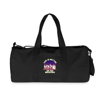 Hiking Peaks Mountains Nature Lovers Statement - Recycled Canvas Sports Bag by Stanley/Stella - black - Front