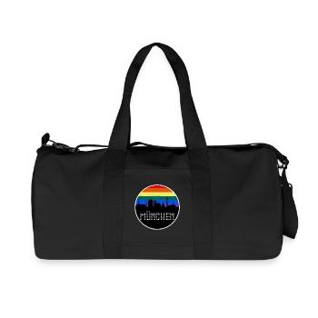München Skyline Regenbogen - Recycelte Canvas-Sporttasche von Stanley/Stella - Schwarz - Vorne