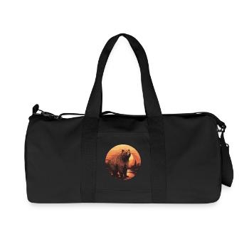 Retro sunset bear in Canadian forest - Recycled Canvas Sports Bag by Stanley/Stella - black - Front