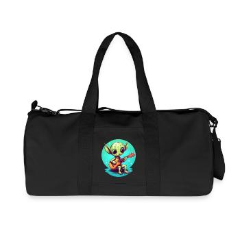 Mignon extraterrestre jouant de la guitare au coucher du soleil - Sac de sport en toile recyclée Stanley/Stella - noir - Devant