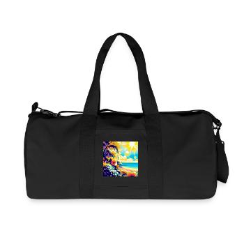 Plage tropicale rétro et soleil - Sac de sport en toile recyclée Stanley/Stella - noir - Devant