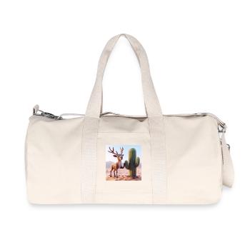 Reindeer next to cactus in the desert - Recycled Canvas Sports Bag by Stanley/Stella - natural - Front