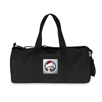 Bichon Frisé Hund als Weihnachtsmann - Recycelte Canvas-Sporttasche von Stanley/Stella - Schwarz - Vorne
