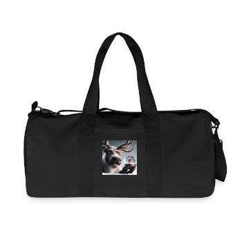 Reindeer with Santa Claus in snow globe - Recycled Canvas Sports Bag by Stanley/Stella - black - Front
