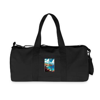 Küstendorf Kreta Griechenland Illustration Szene - Recycelte Canvas-Sporttasche von Stanley/Stella - Schwarz - Vorne