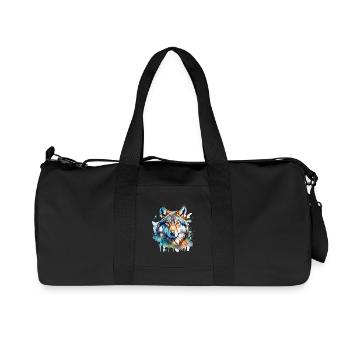 Watercolor Wolf Portrait - Recycled Canvas Sports Bag by Stanley/Stella - black - Front