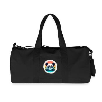 Baby-Panda im Urlaub - Recycelte Canvas-Sporttasche von Stanley/Stella - Schwarz - Vorne