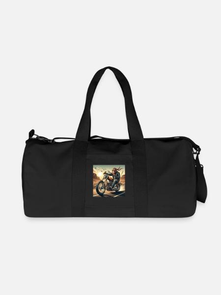 Cooler Affe auf einem Chopper - Recycelte Canvas-Sporttasche von Stanley/Stella - Schwarz