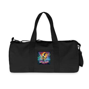 Neon Rush - Girl cycling 80s style poster - Recycled Canvas Sports Bag by Stanley/Stella - black - Front