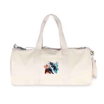 Finance Taureau Bear Fight Wall Street cadeau - Sac de sport en toile recyclée Stanley/Stella - blanc naturel - Devant