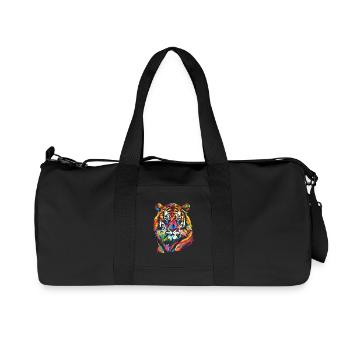 Colorful Tiger Illustration - Recycled Canvas Sports Bag by Stanley/Stella - black - Front