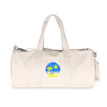 Vintage Beach Blue Yellow - Recycled Canvas Sports Bag by Stanley/Stella - natural - Front