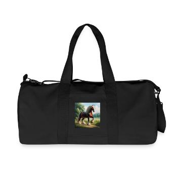 Aquarelle Cheval Percheron - Sac de sport en toile recyclée Stanley/Stella - noir - Devant