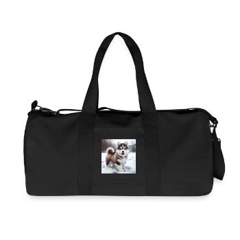 Siberian husky puppy in the snow - Recycled Canvas Sports Bag by Stanley/Stella - black - Front