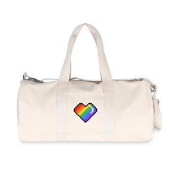 Pixel Rainbow Heart - Recycled Canvas Sports Bag by Stanley/Stella - natural - Front