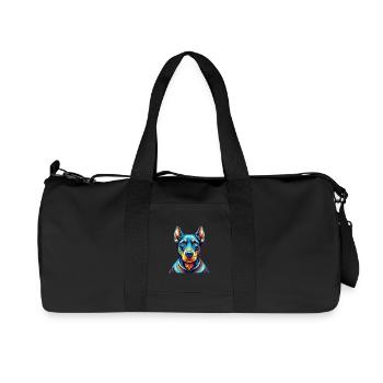 Dobermann Hunderasse Bunte Karikatur Kawaii - Recycelte Canvas-Sporttasche von Stanley/Stella - Schwarz - Vorne