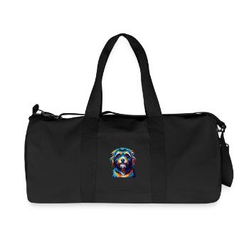 Bolognese Hunderasse Bunte Karikatur Kawaii - Recycelte Canvas-Sporttasche von Stanley/Stella - Schwarz - Vorne