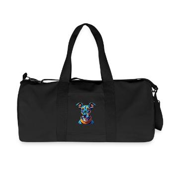 Whippet Chien Race Coloré Dessin Animé Kawaii - Sac de sport en toile recyclée Stanley/Stella - noir - Devant