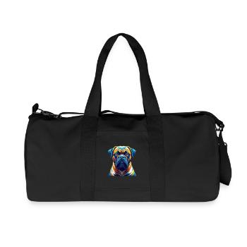 Bullmastiff Dog Breed Colorful Cartoon Kawaii - Recycled Canvas Sports Bag by Stanley/Stella - black - Front