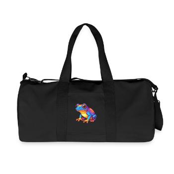 Frog Colorful Kawaii Cartoon Character Clipart - Recycled Canvas Sports Bag by Stanley/Stella - black - Front