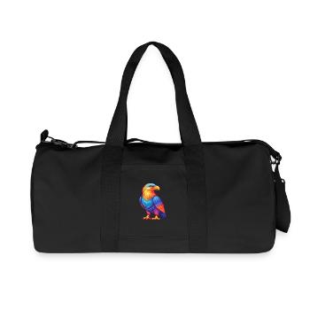Eagle Colorful Kawaii Cartoon Character Clipart - Recycled Canvas Sports Bag by Stanley/Stella - black - Front