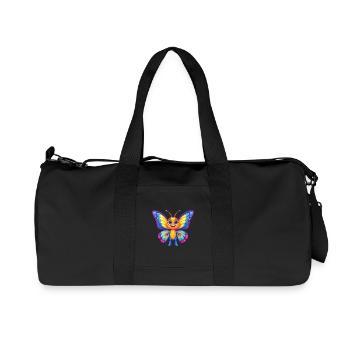 Butterfly Colorful Kawaii Cartoon Character Animal - Recycled Canvas Sports Bag by Stanley/Stella - black - Front
