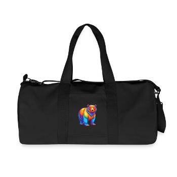 Bear Colorful Kawaii Cartoon Character Clipart - Recycled Canvas Sports Bag by Stanley/Stella - black - Front