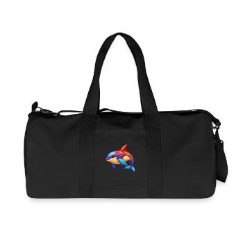 Orca coloré Kawaii Dessin animé Personnage Clipart - Sac de sport en toile recyclée Stanley/Stella - noir - Devant