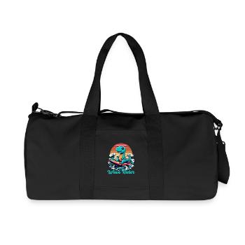 Mignon T-Rex Surfer Surfer Cadeau de surf - Sac de sport en toile recyclée Stanley/Stella - noir - Devant